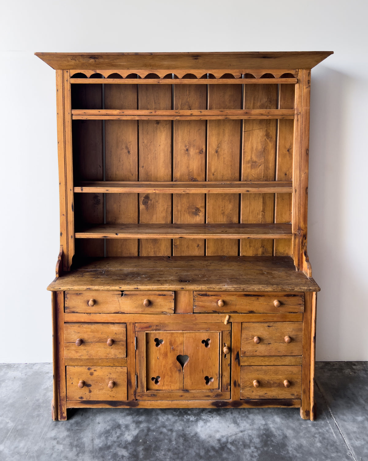 Antique Irish Pine Dresser | Hutch with Shelves