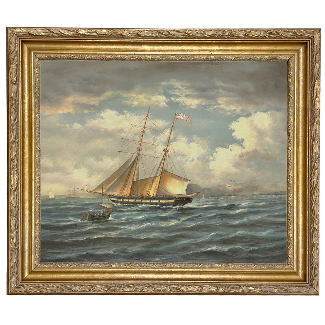 American Privateer Topaz Framed Oil Painting Print on Canvas