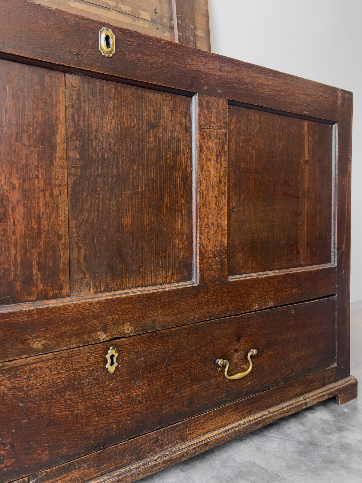 Antique 18th Century English Oak Mule Chest