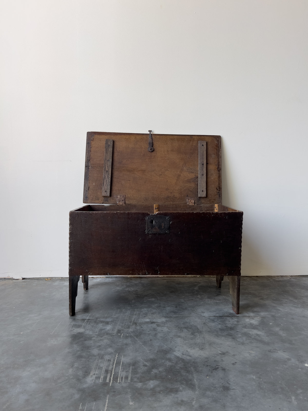 Antique 17th Century English Oak Plank Coffer