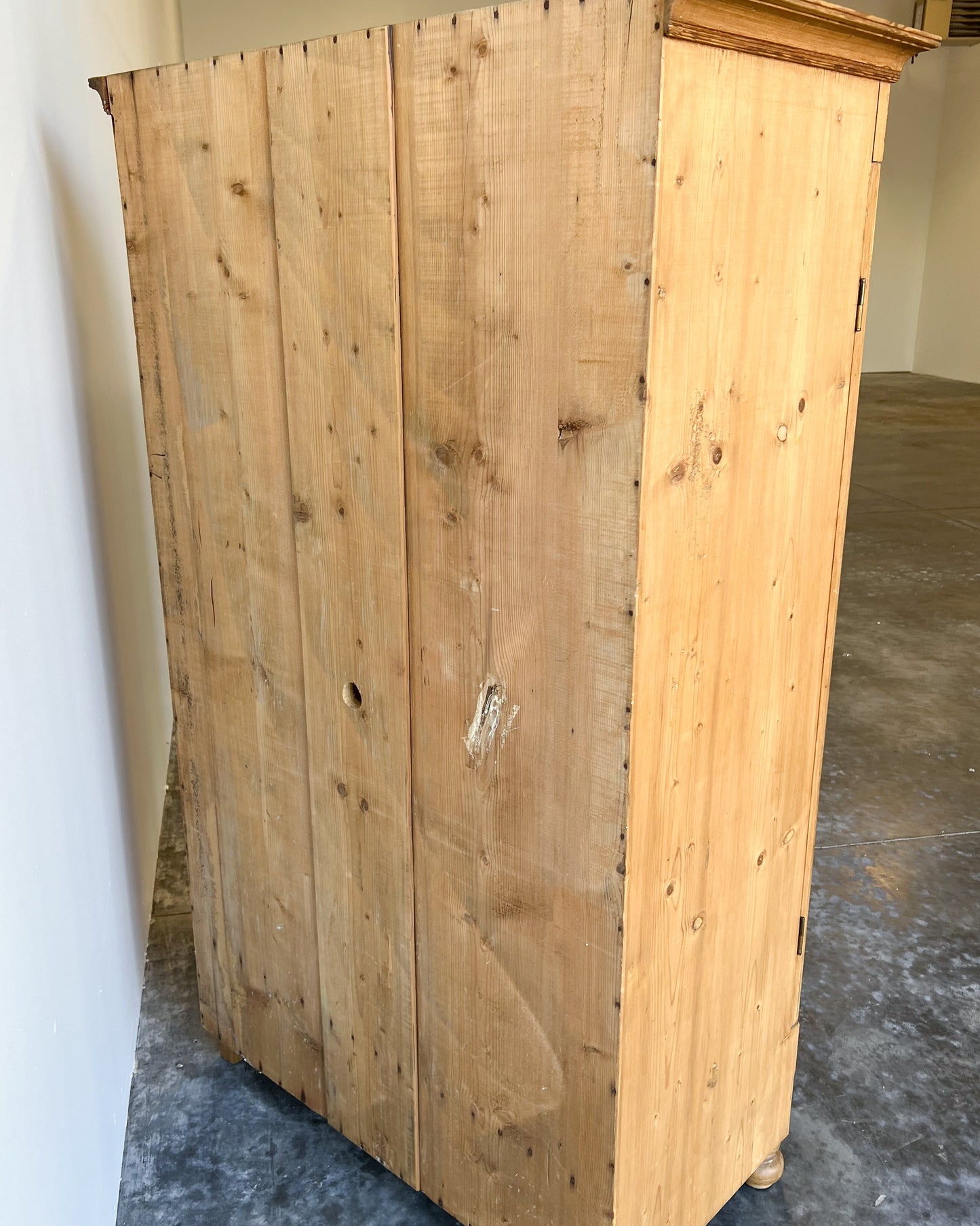 Antique European Pine Wardrobe with Drawer