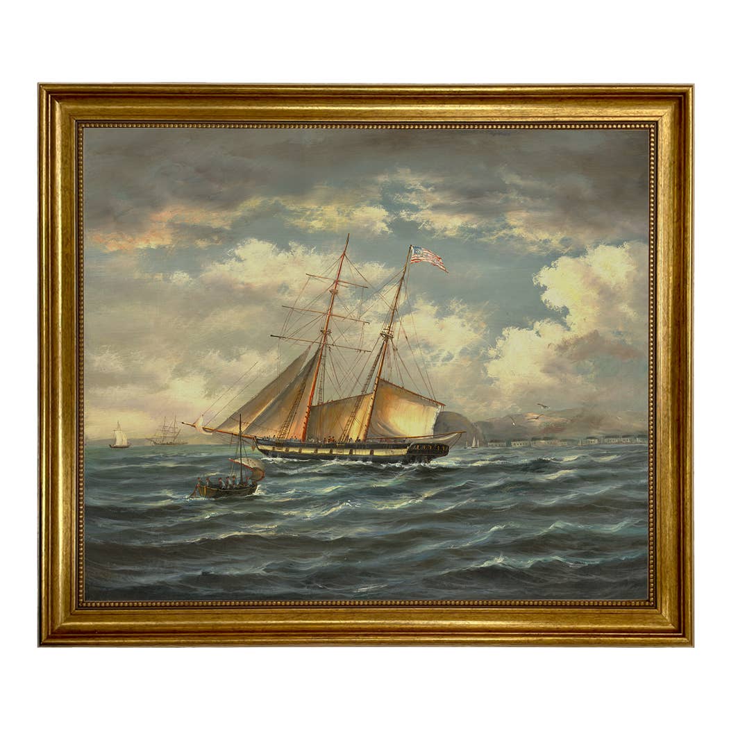 American Privateer Topaz Framed Oil Painting Print on Canvas