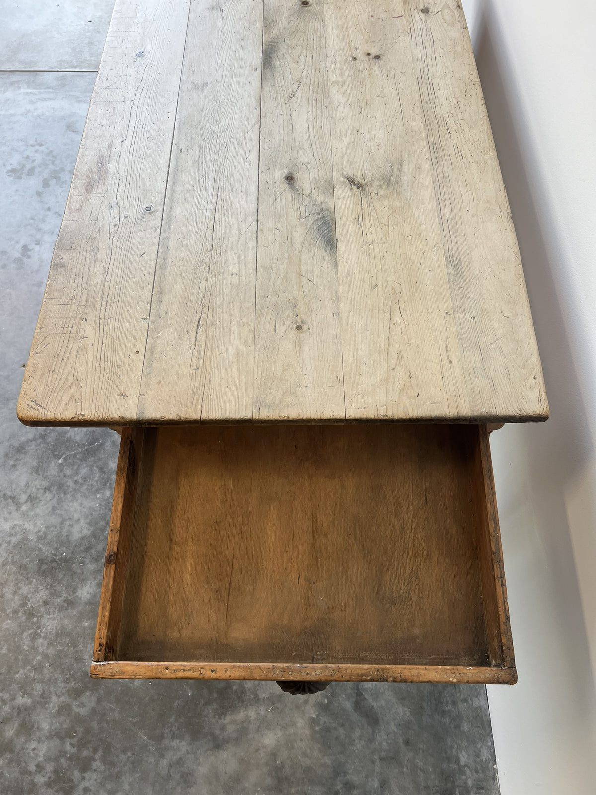Antique Pine Farmhouse Table on Casters