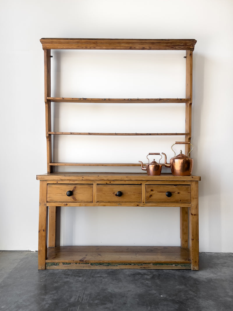 Antique Pine Georgian Pot Board with Plate Rack