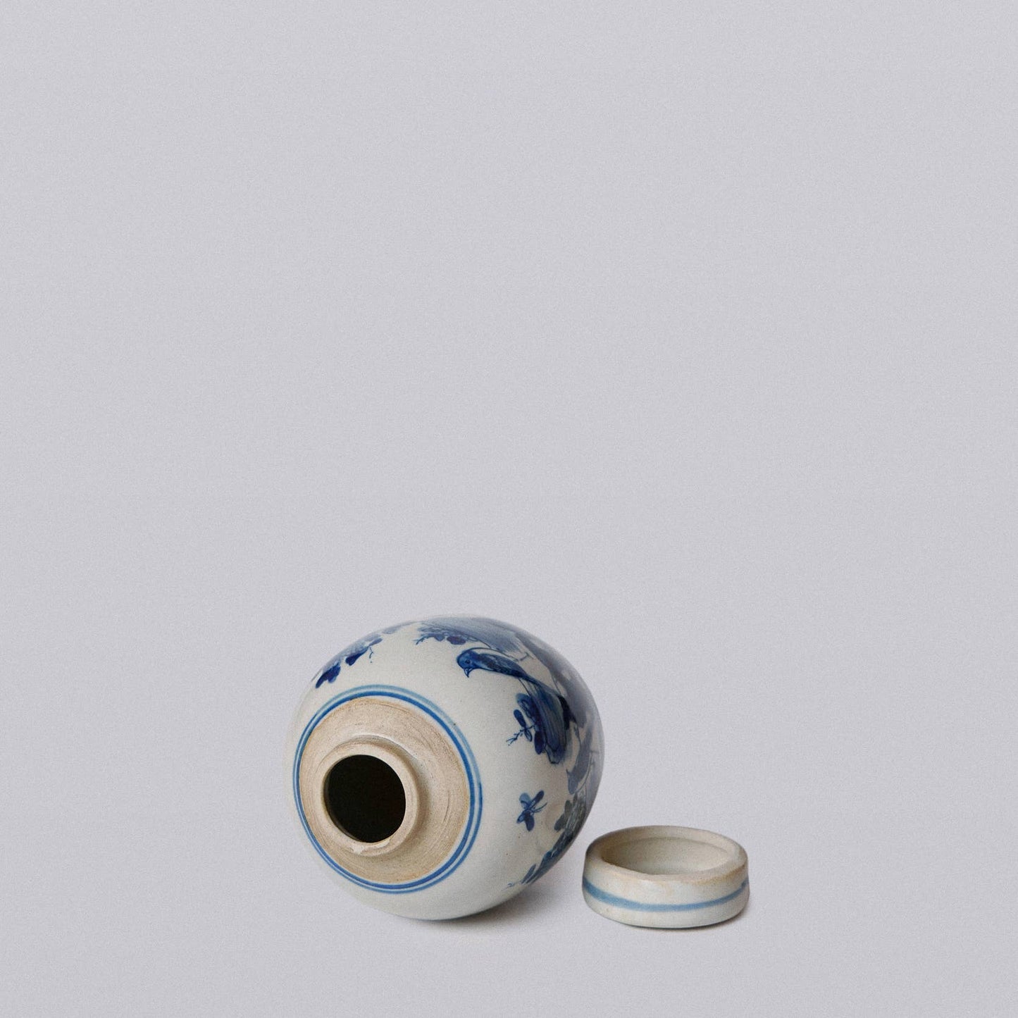 Mini Blue and White Bird and Flower Jar