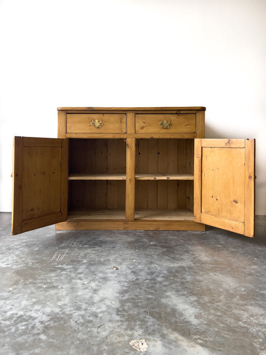 Antique English Pine School Cupboard