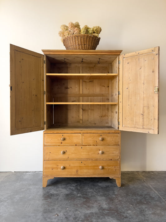 Antique Linen Press, Storage Cabinet with drawers