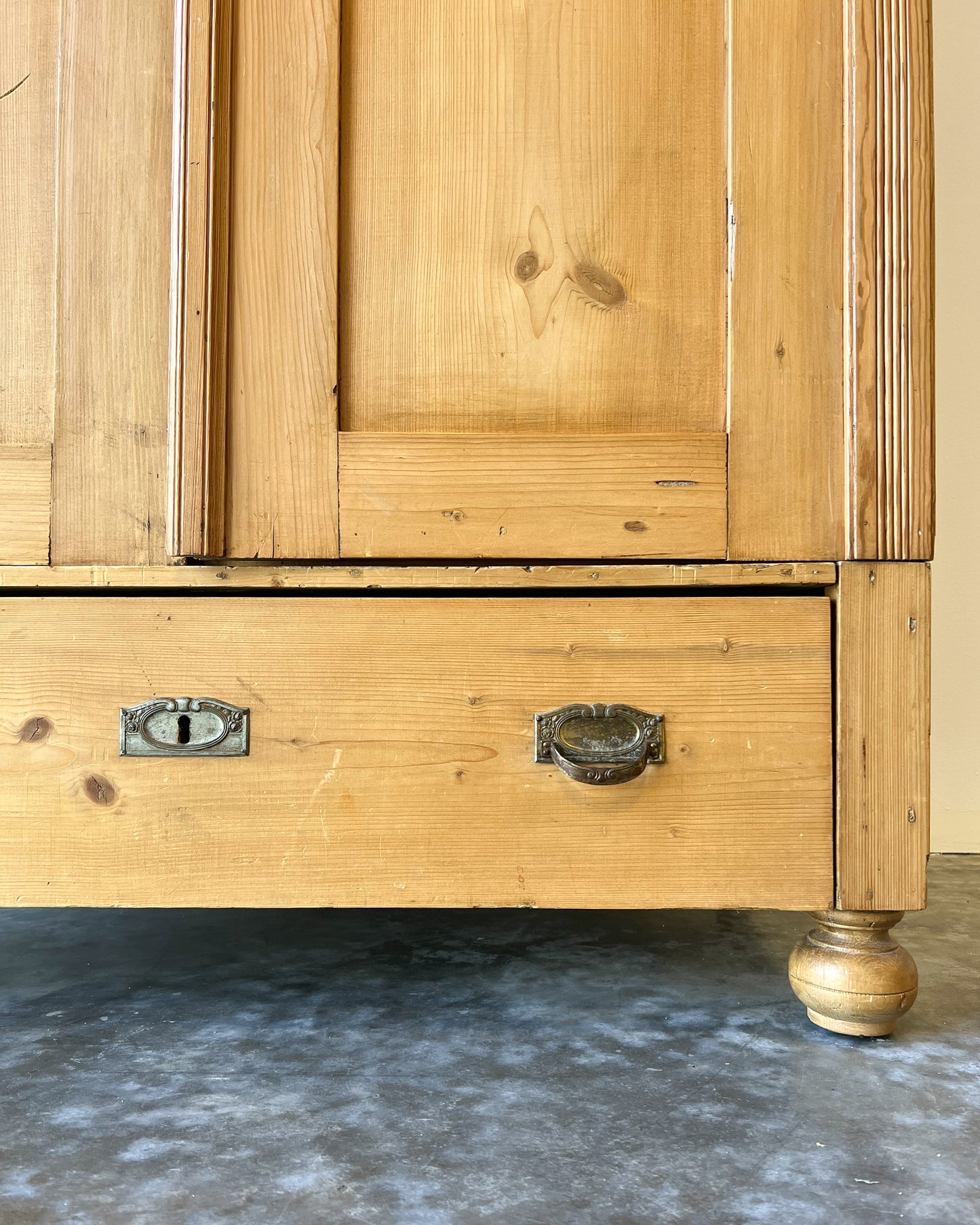 Antique European Pine Wardrobe with Drawer
