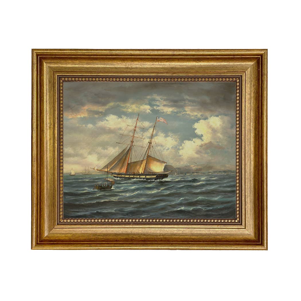 American Privateer Topaz Framed Oil Painting Print on Canvas