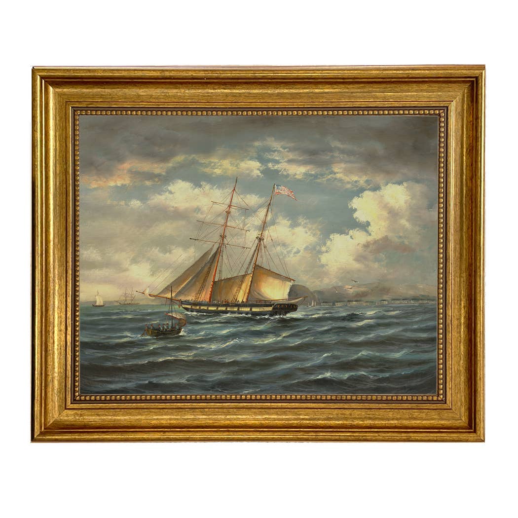 American Privateer Topaz Framed Oil Painting Print on Canvas