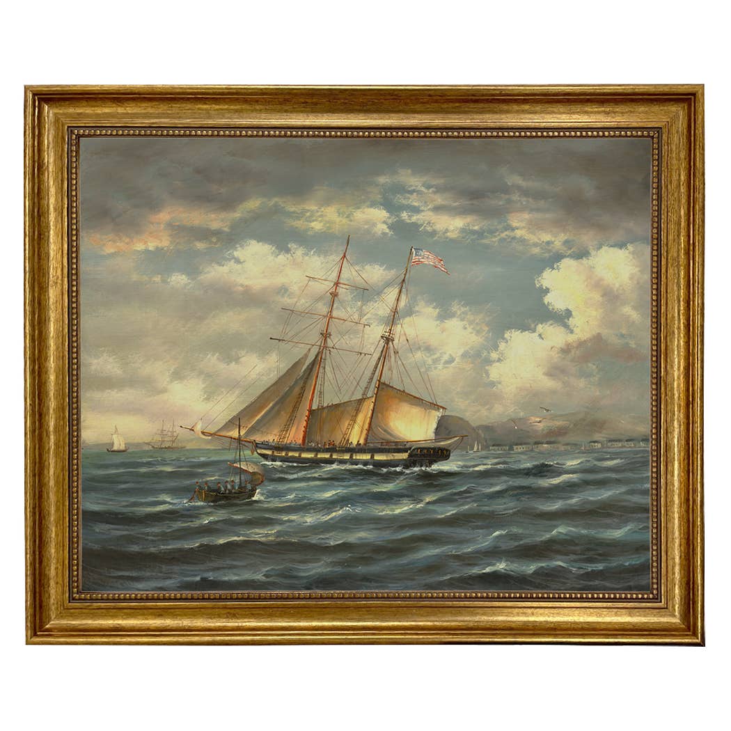 American Privateer Topaz Framed Oil Painting Print on Canvas