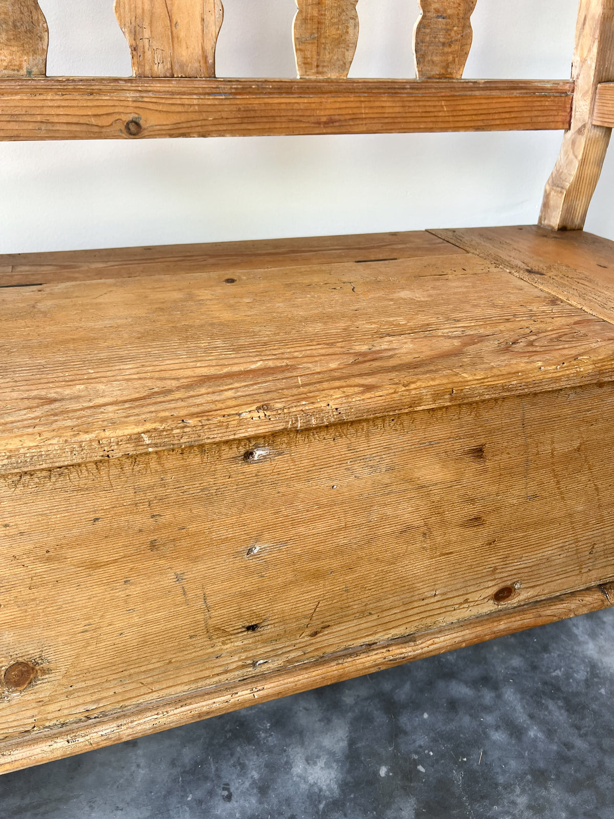 Antique European Pine Storage Bench