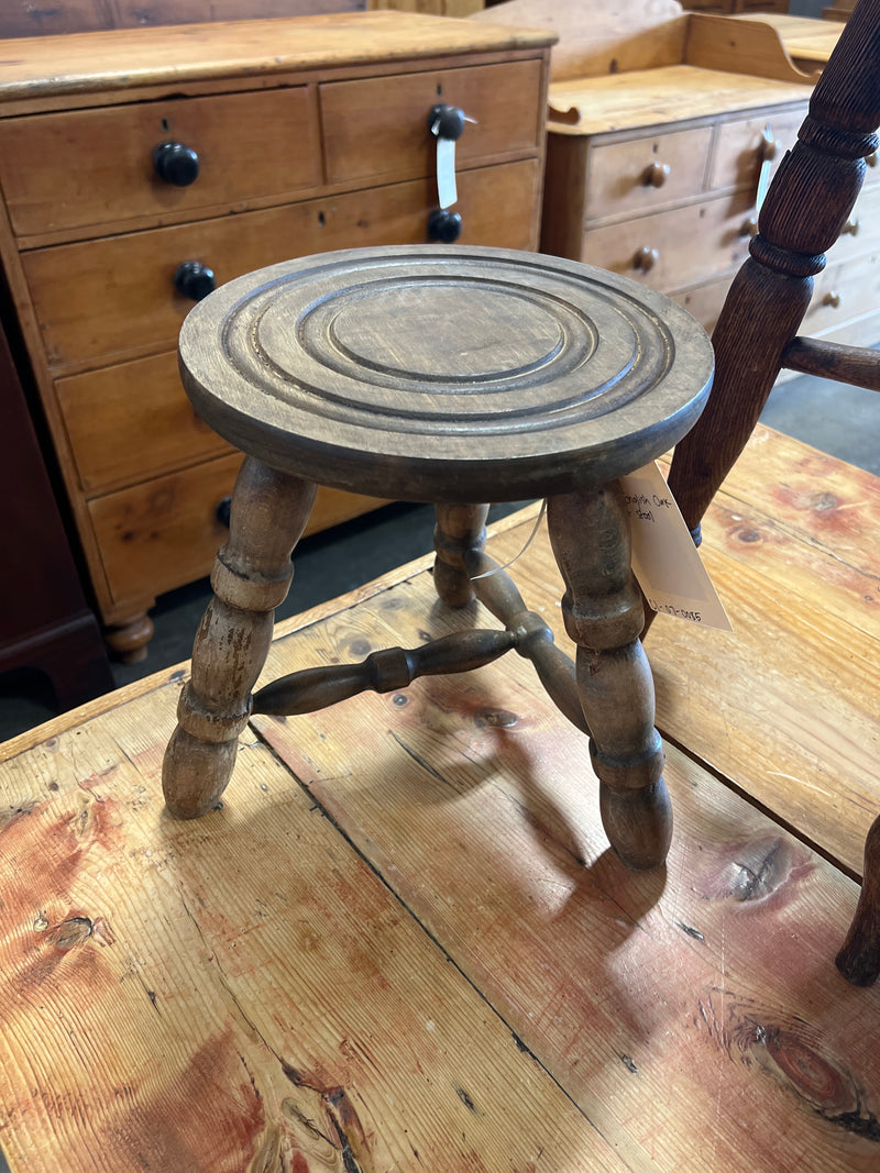 Antique 19th Century English Oak Bobbin Stool