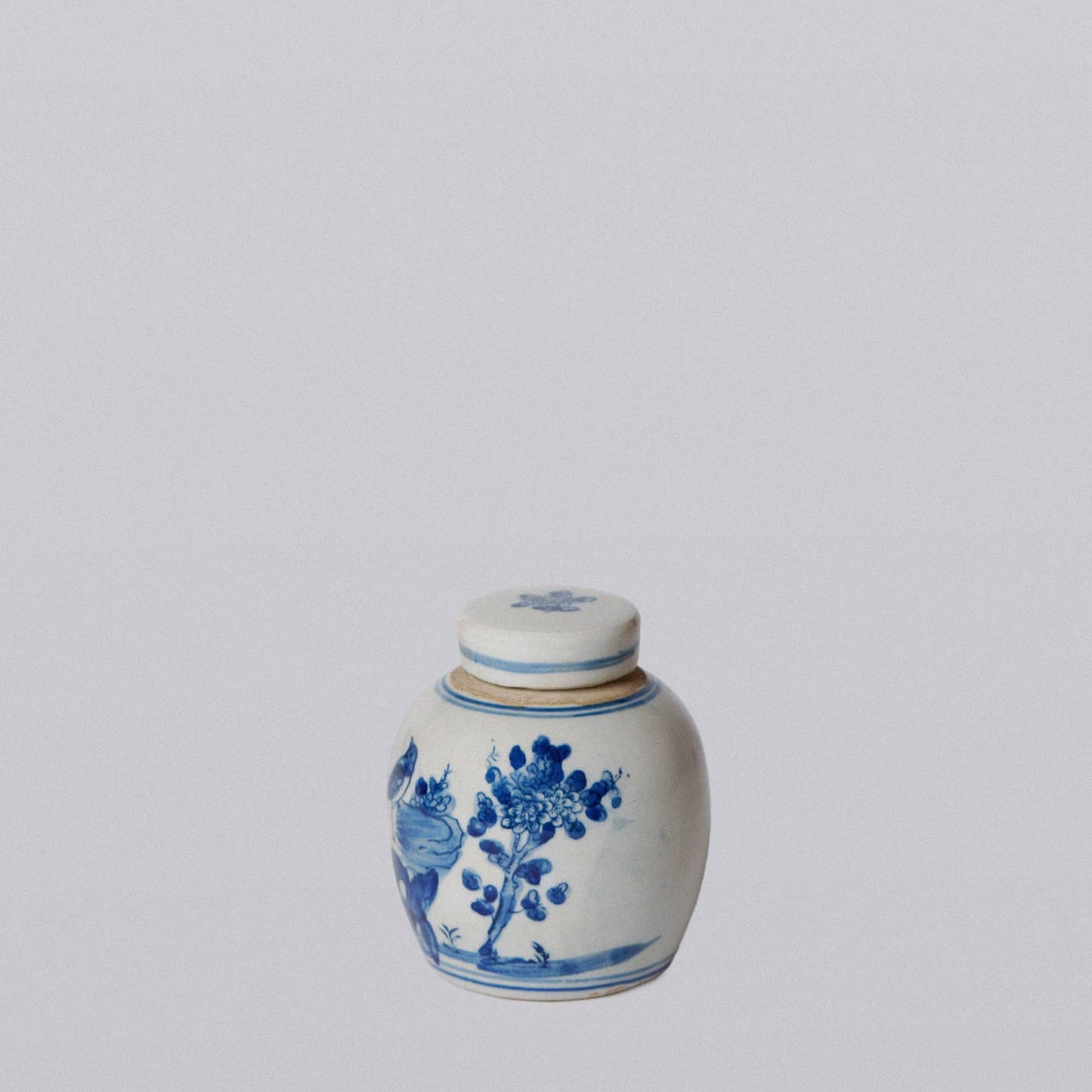 Mini Blue and White Bird and Flower Jar