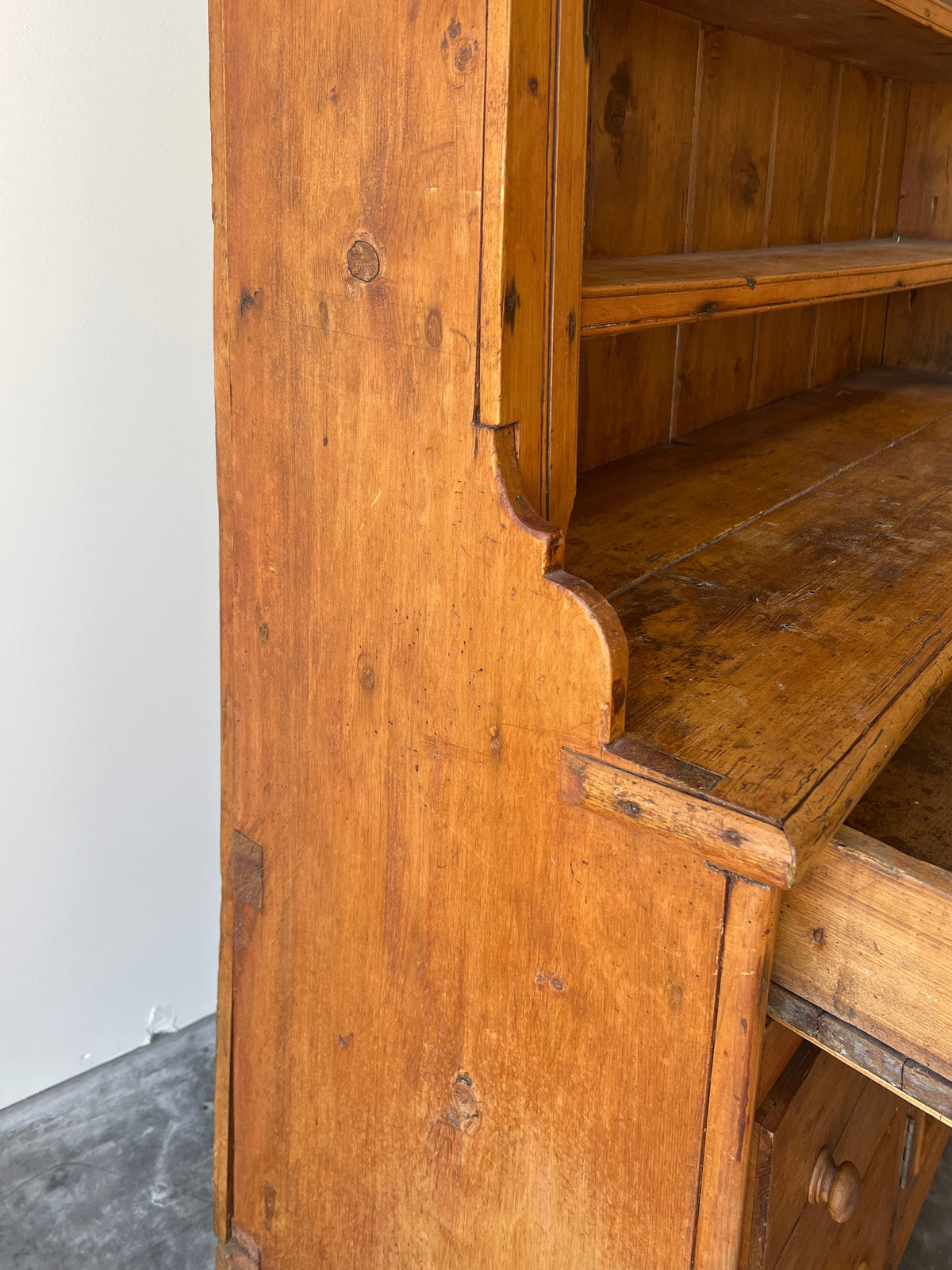 Antique Irish Pine Dresser | Hutch with Shelves