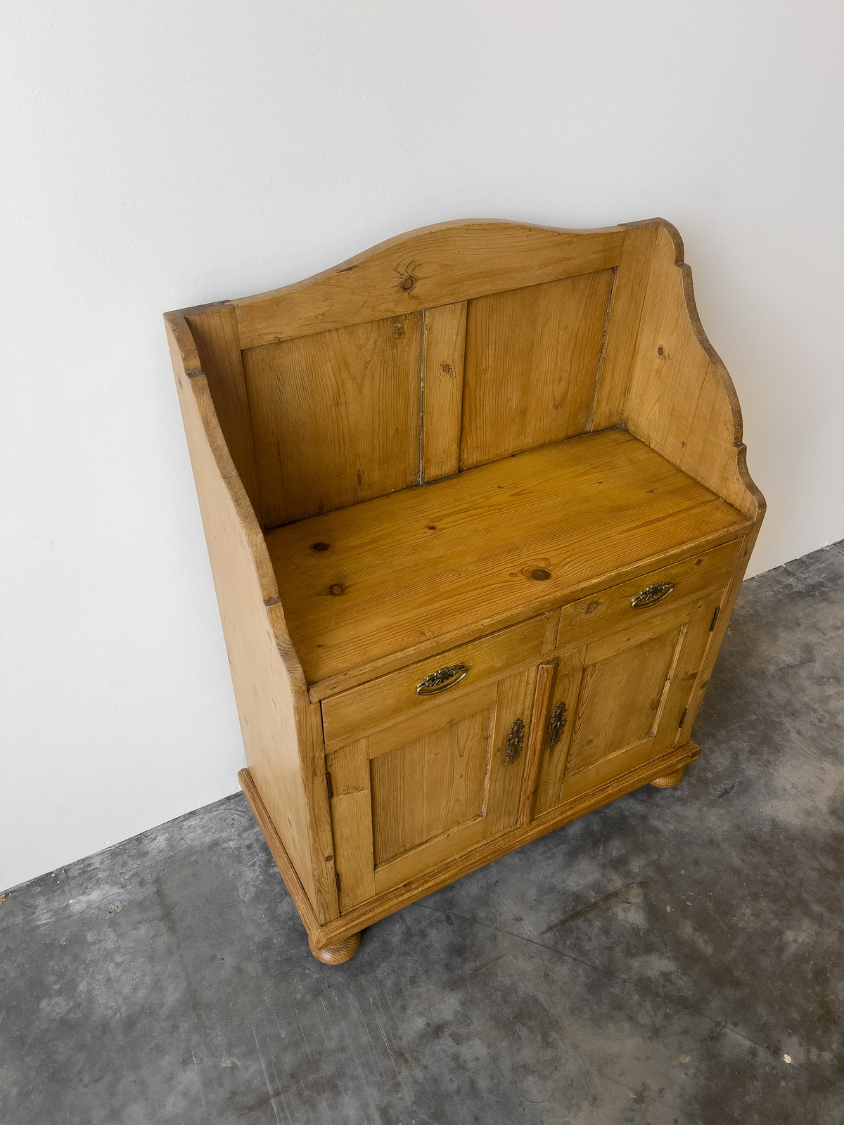 Antique Dutch Pine Cupboard with Gallery Back