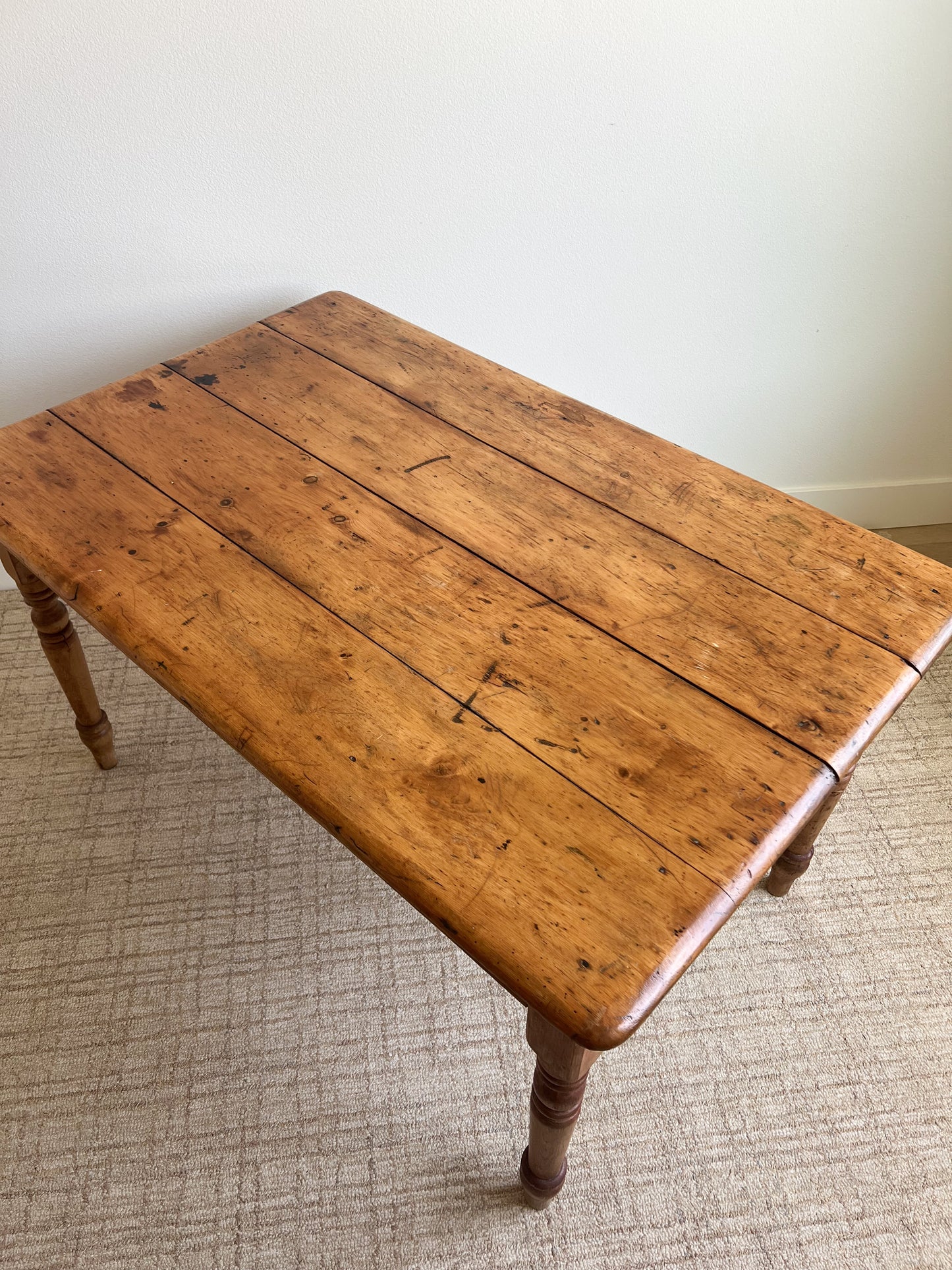 Antique English Pine Farmhouse Kitchen Table c. Early 1800s