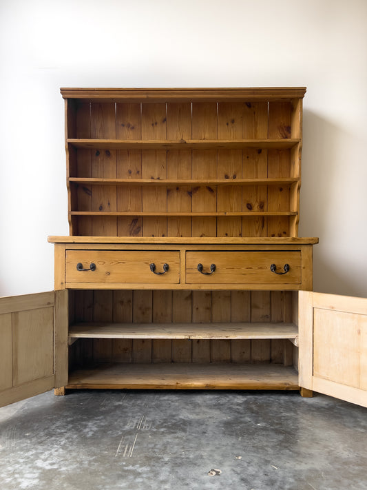 Antique 19th Century Pine Hutch with Plate Rack