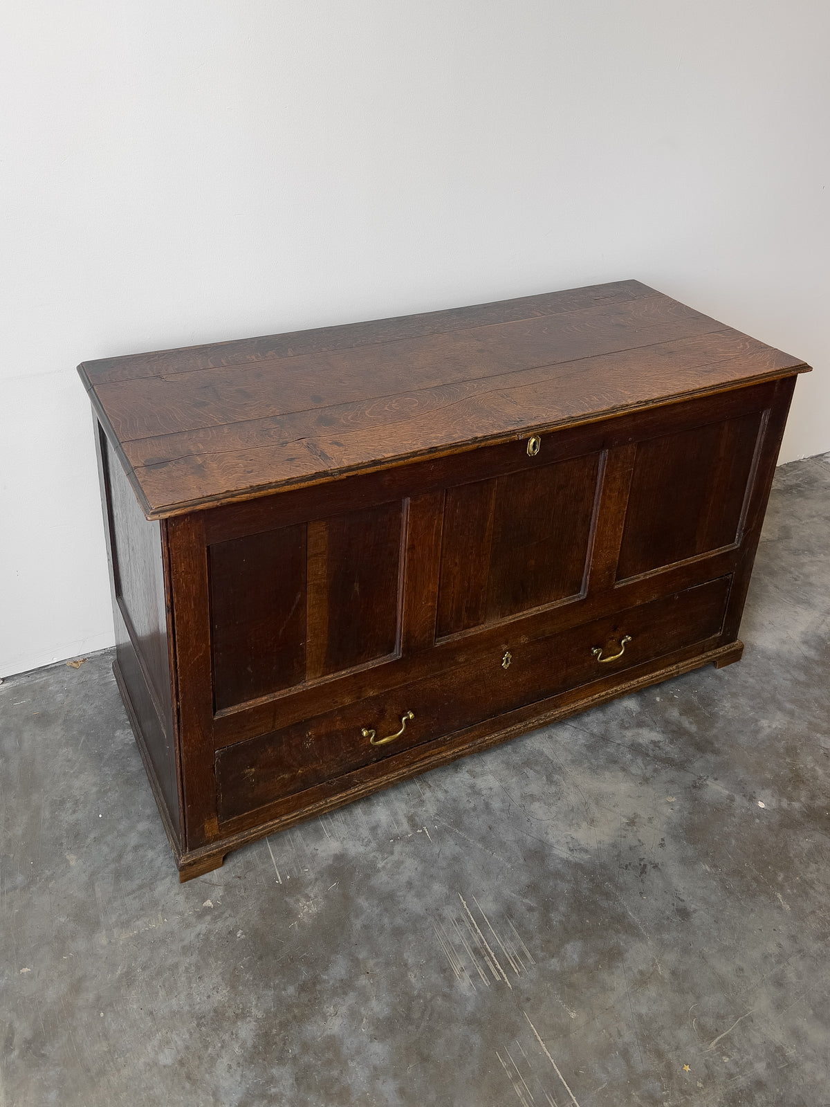 Antique 18th Century English Oak Mule Chest
