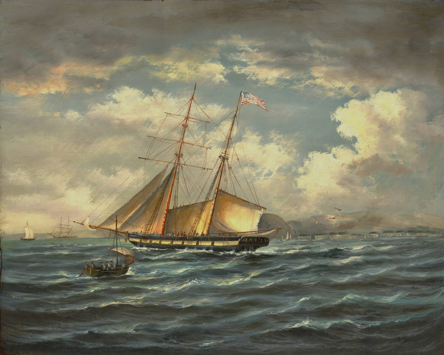 American Privateer Topaz Framed Oil Painting Print on Canvas