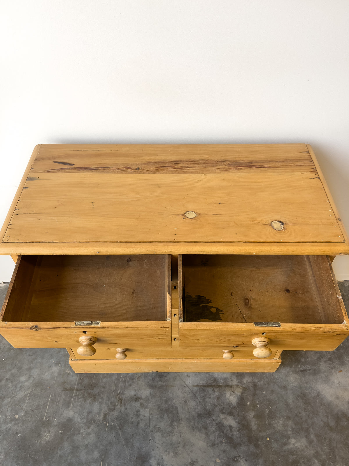 Antique English Pine Chest of Drawers with Block Plinth Base