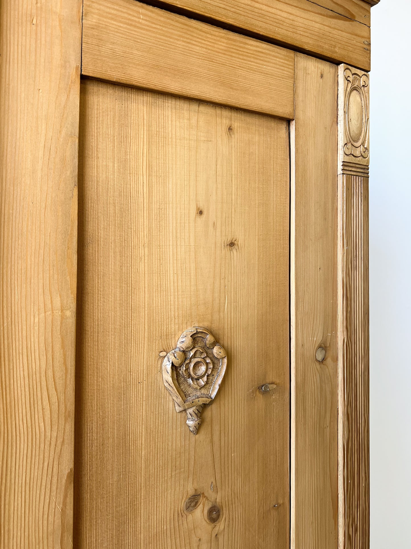 Antique European Pine Wardrobe with Drawer