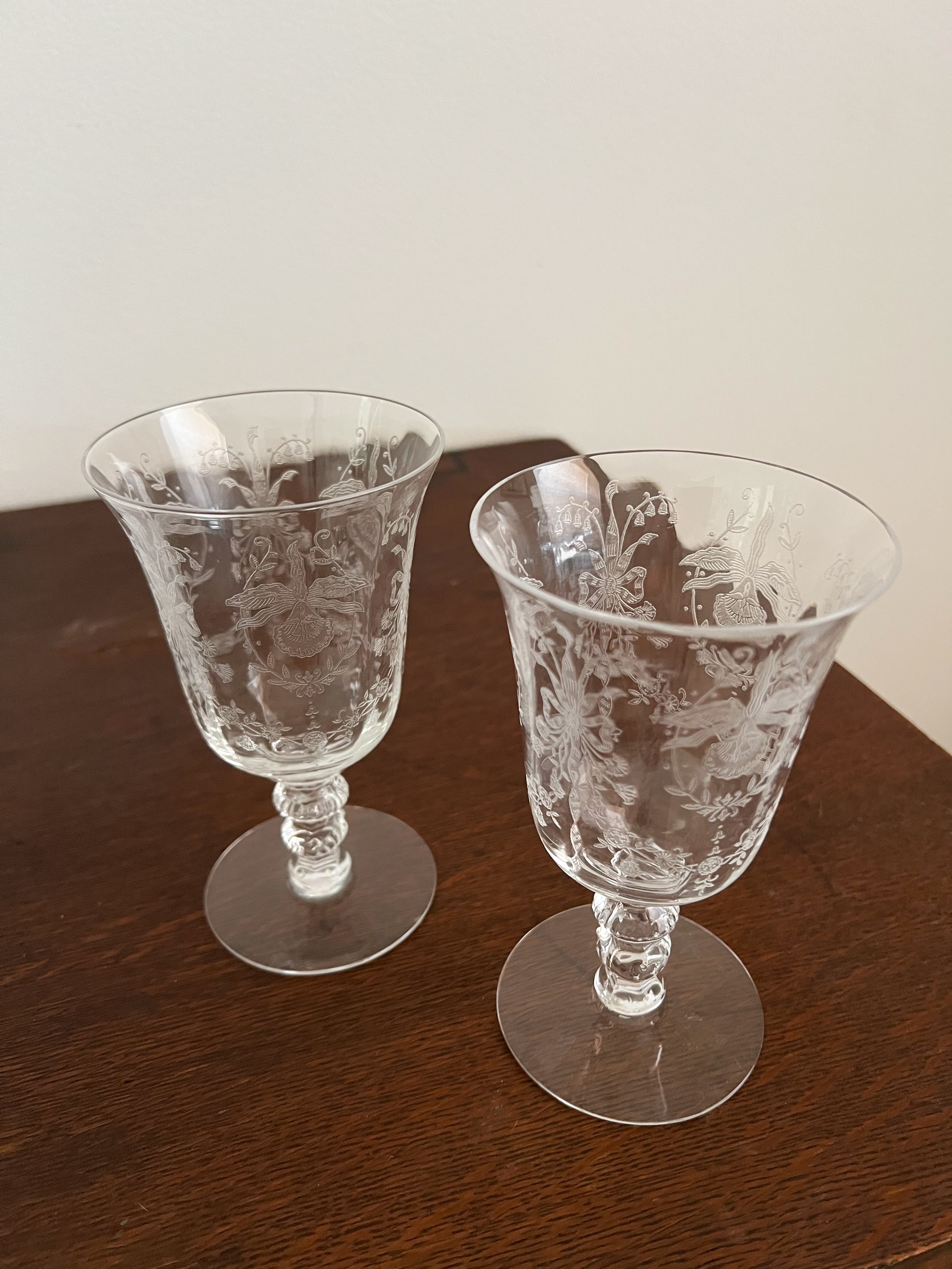 Heisey Depression Glass “Orchid” Etched Goblets (set of 2) – Home