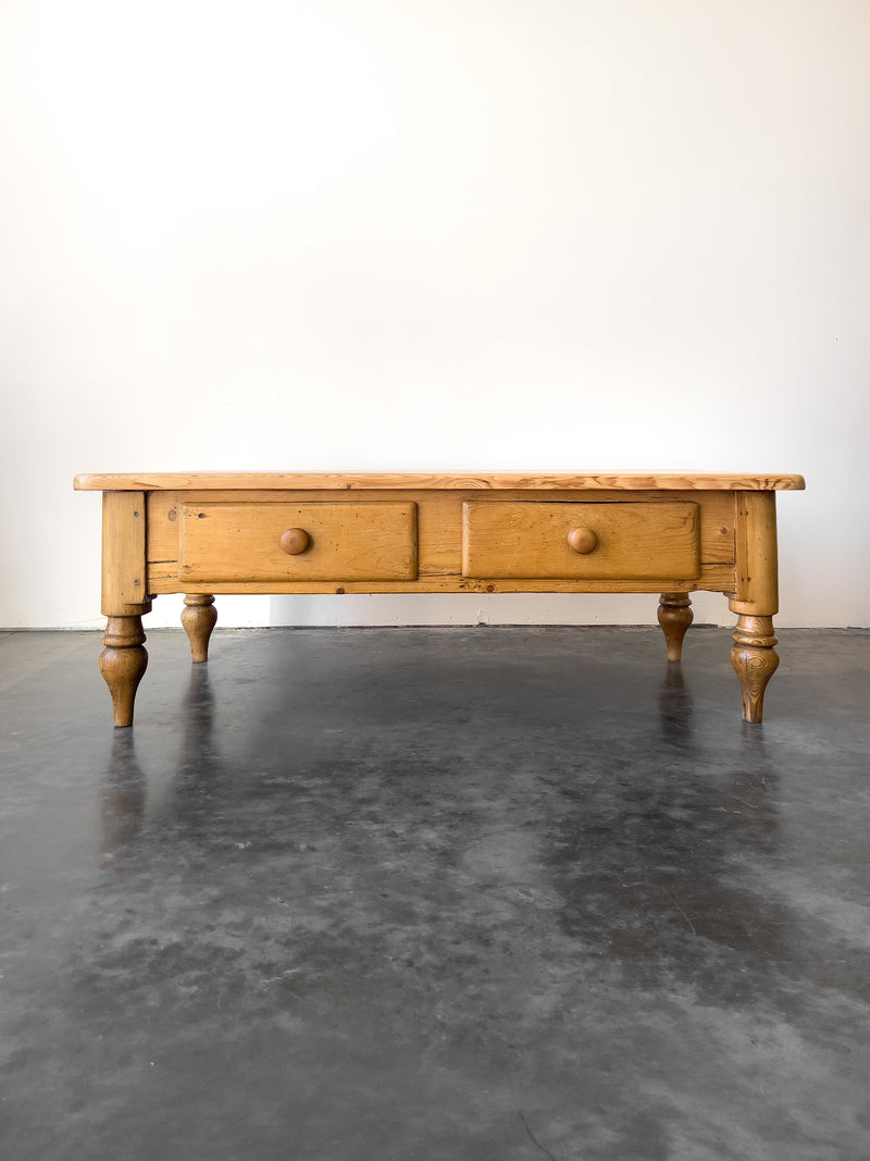 Antique English Pine Coffee Table with Reclaimed Top
