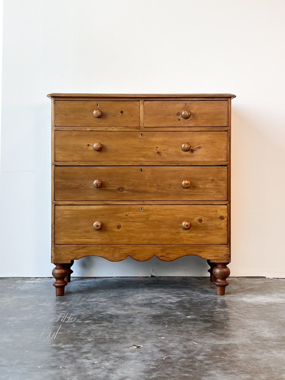 Antique Victorian Pine Chest of Drawers, 2 over 3