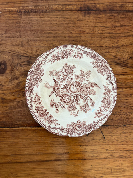 Small brown and white “Bristol” Crown Ducal England plates