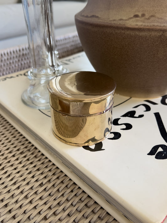 Vintage brass round lidded box
