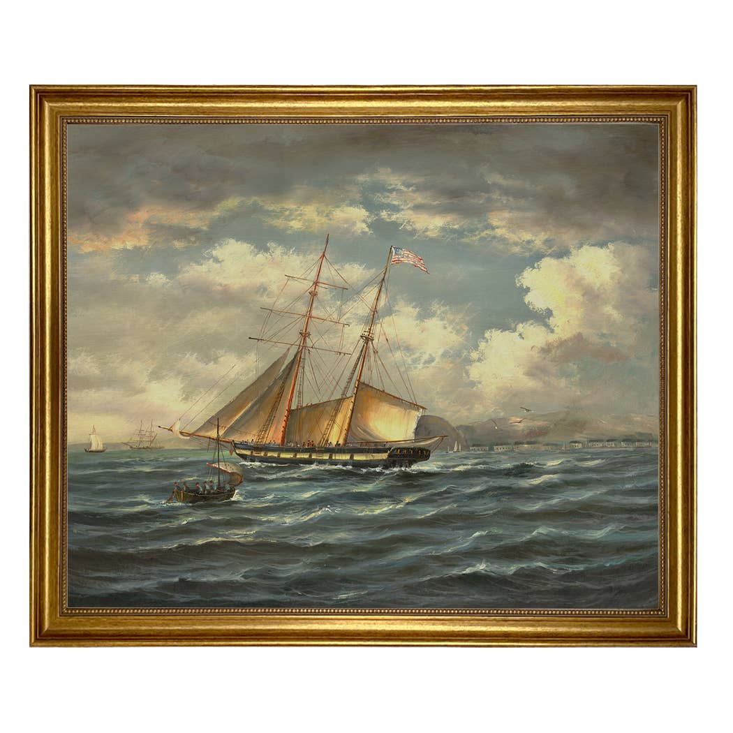 American Privateer Topaz Framed Oil Painting Print on Canvas