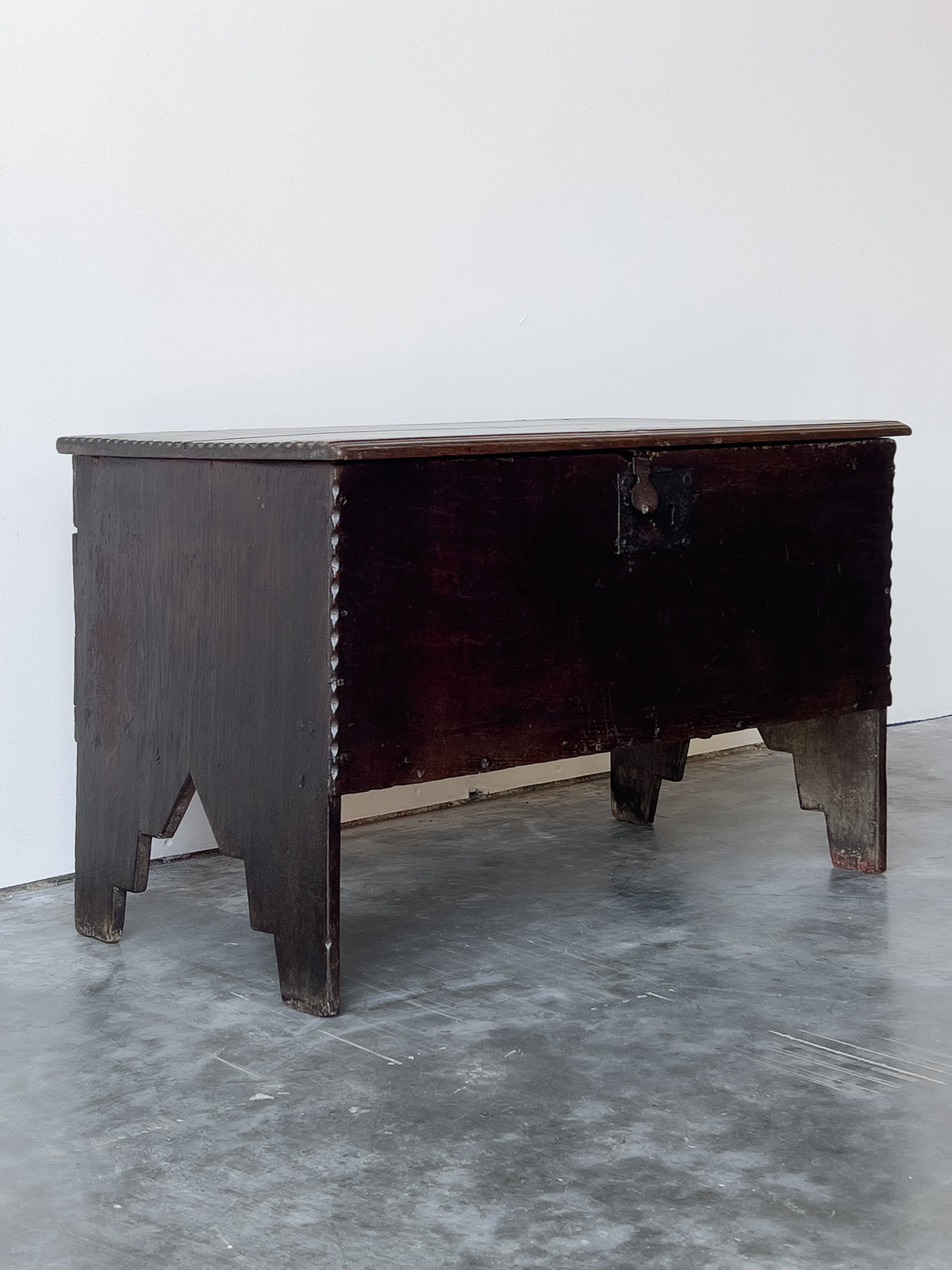 Antique 17th Century English Oak Plank Coffer
