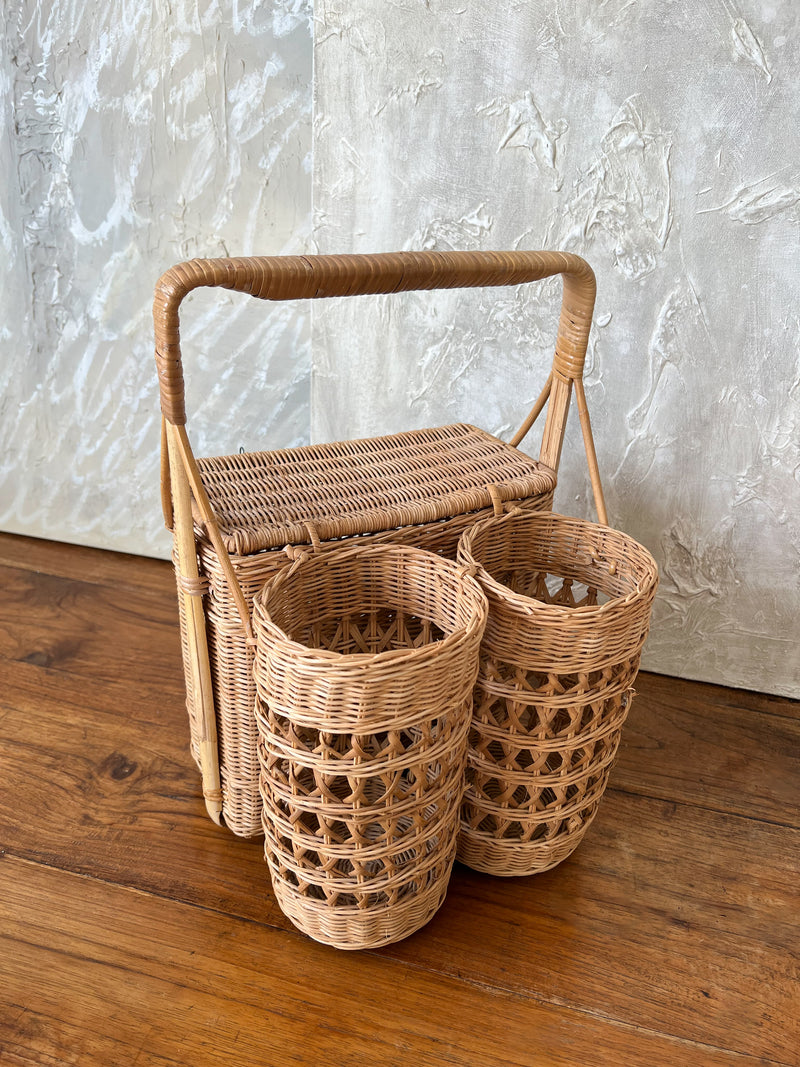 Vintage wicker picnic basket