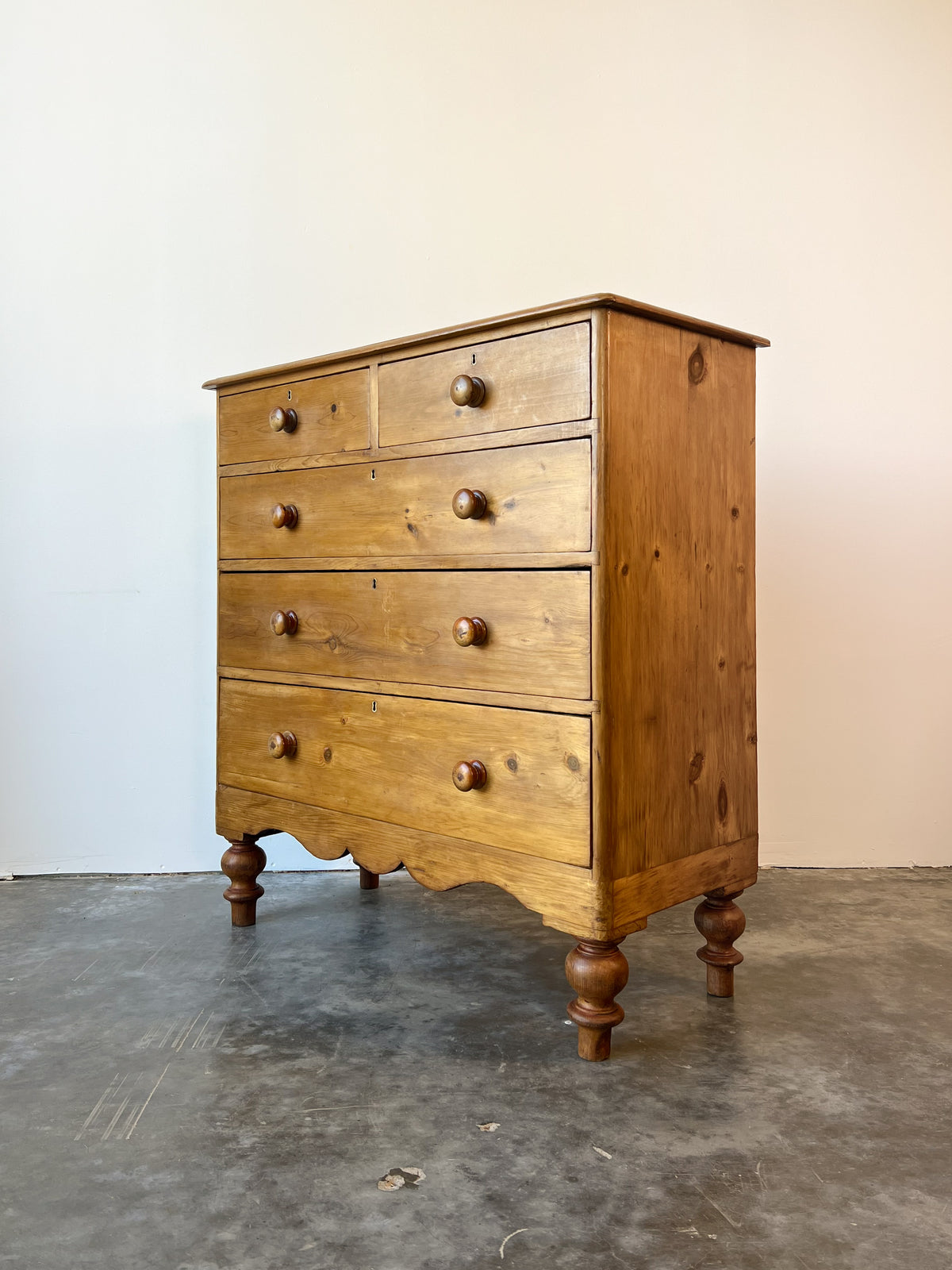 Antique Victorian Pine Chest of Drawers, 2 over 3