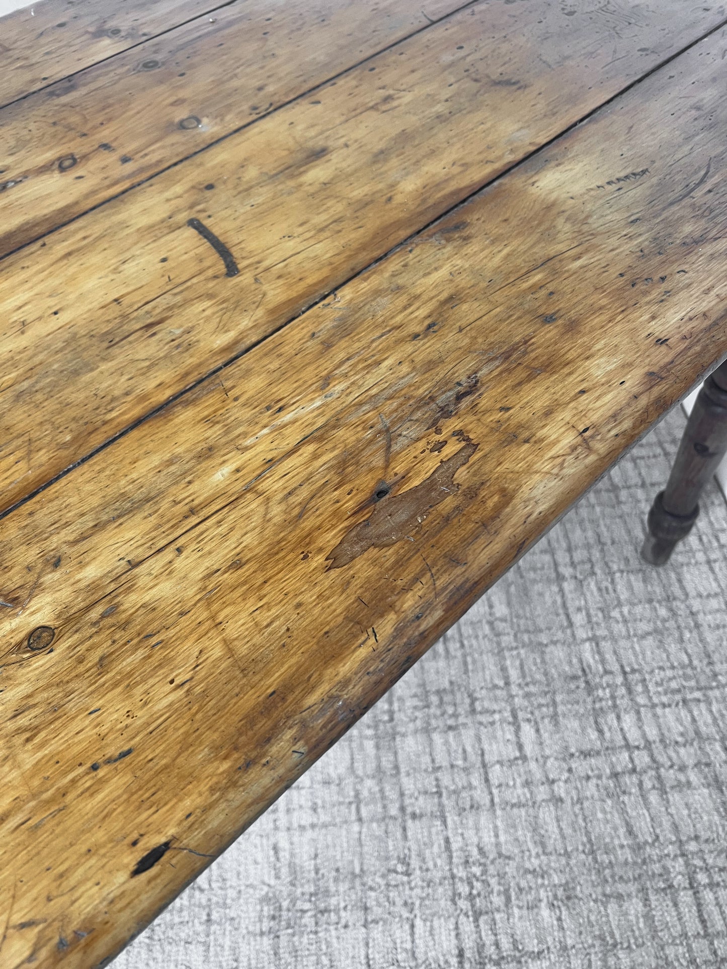 Antique English Pine Farmhouse Kitchen Table c. Early 1800s
