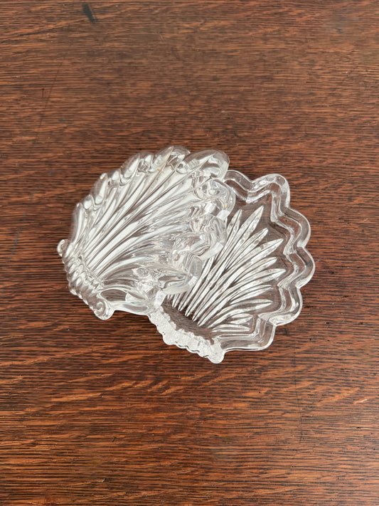 Vintage Glass Shell Dish with Lid