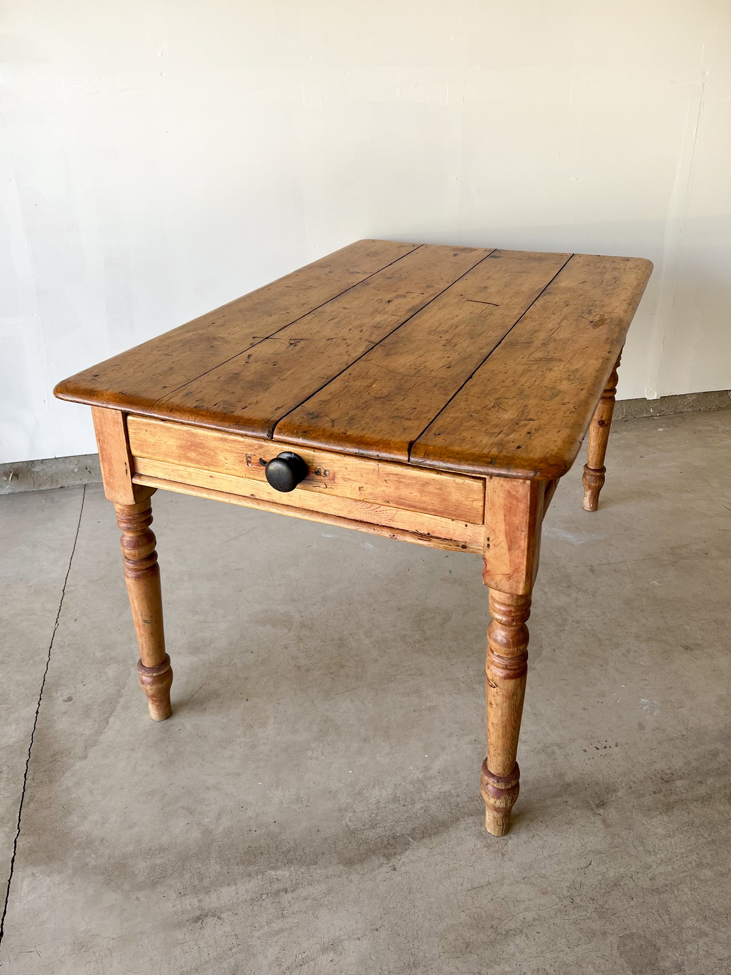 Antique English Pine Farmhouse Kitchen Table c. Early 1800s