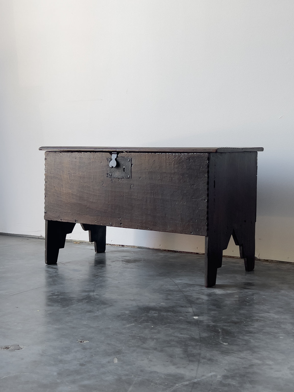 Antique 17th Century English Oak Plank Coffer