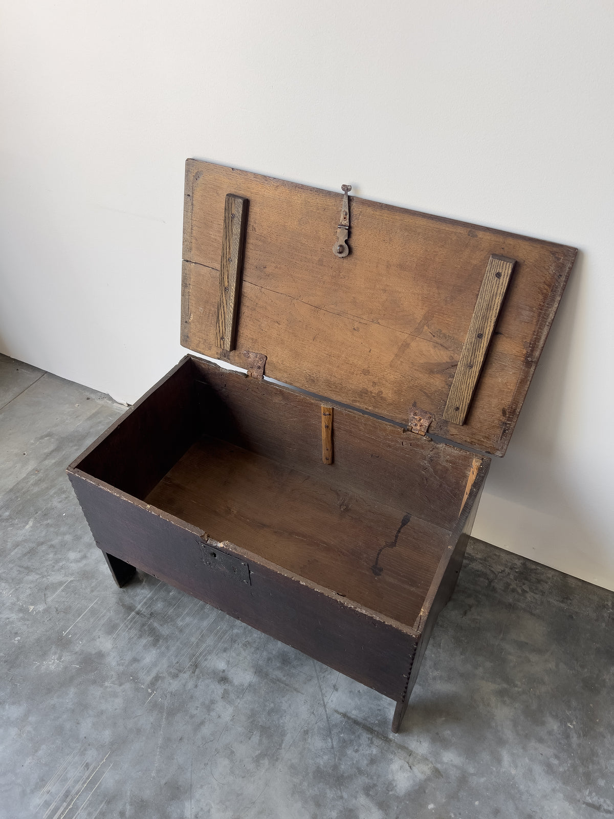 Antique 17th Century English Oak Plank Coffer