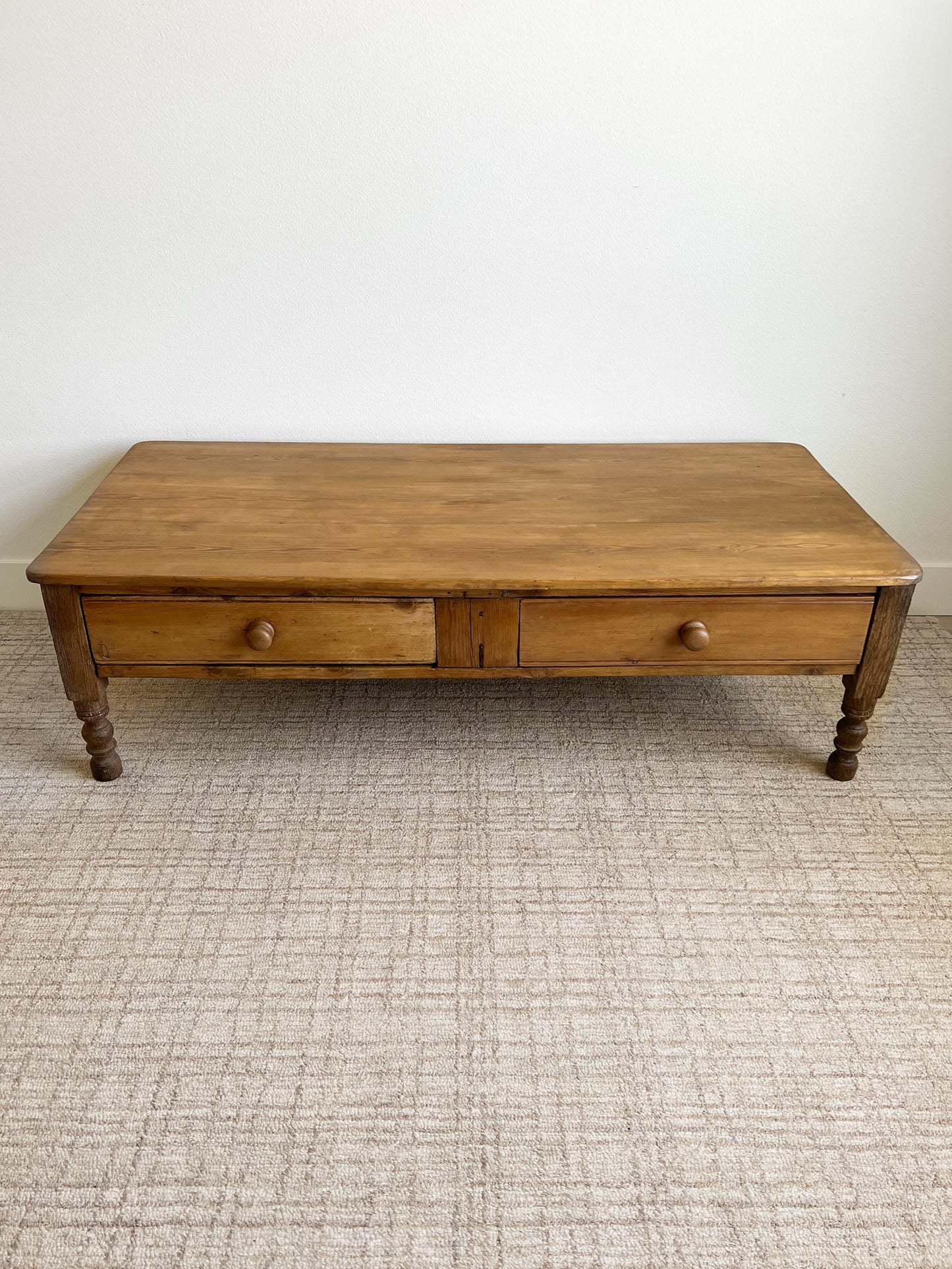 Antique English Primitive Pine Coffee Table