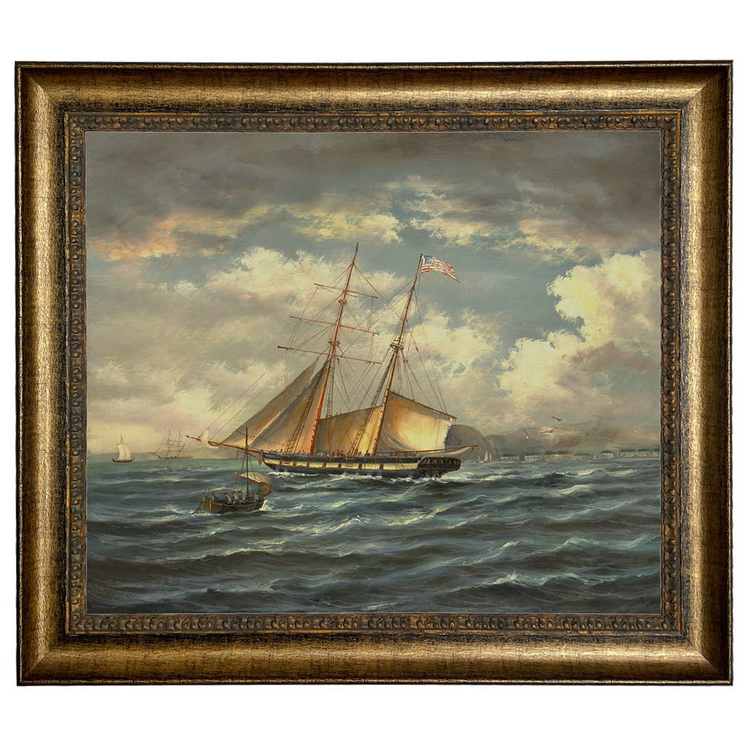 American Privateer Topaz Framed Oil Painting Print on Canvas