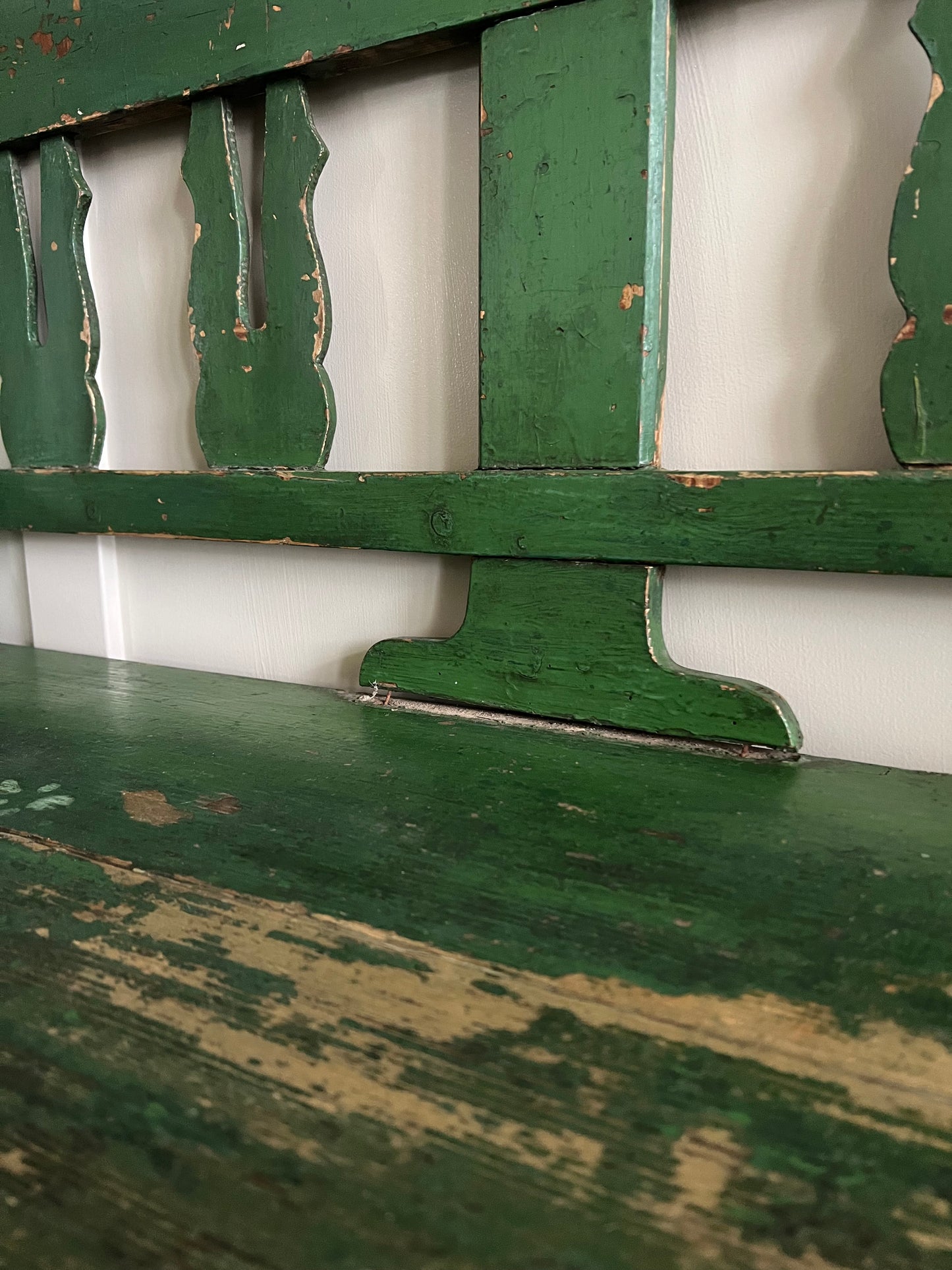 Antique Green Storage Bench