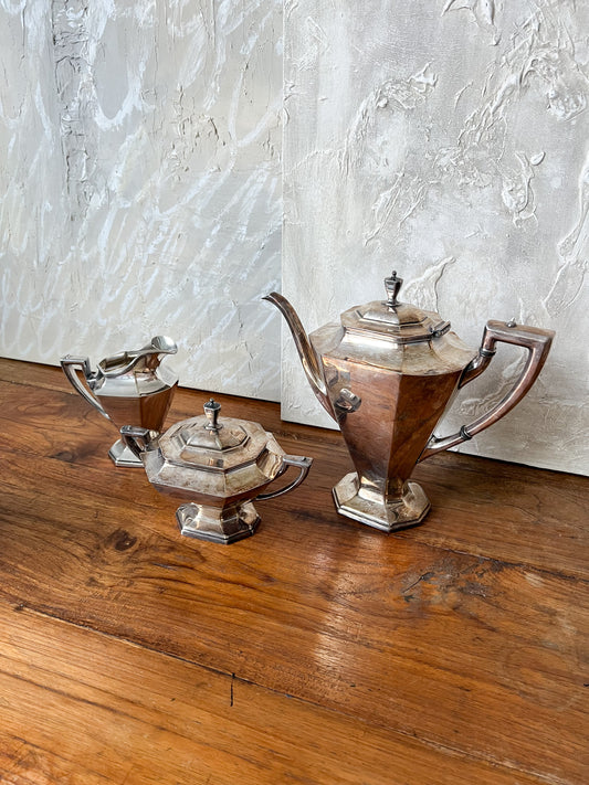 Vintage Wallace Brand Art Deco Silver Plated Coffee Service