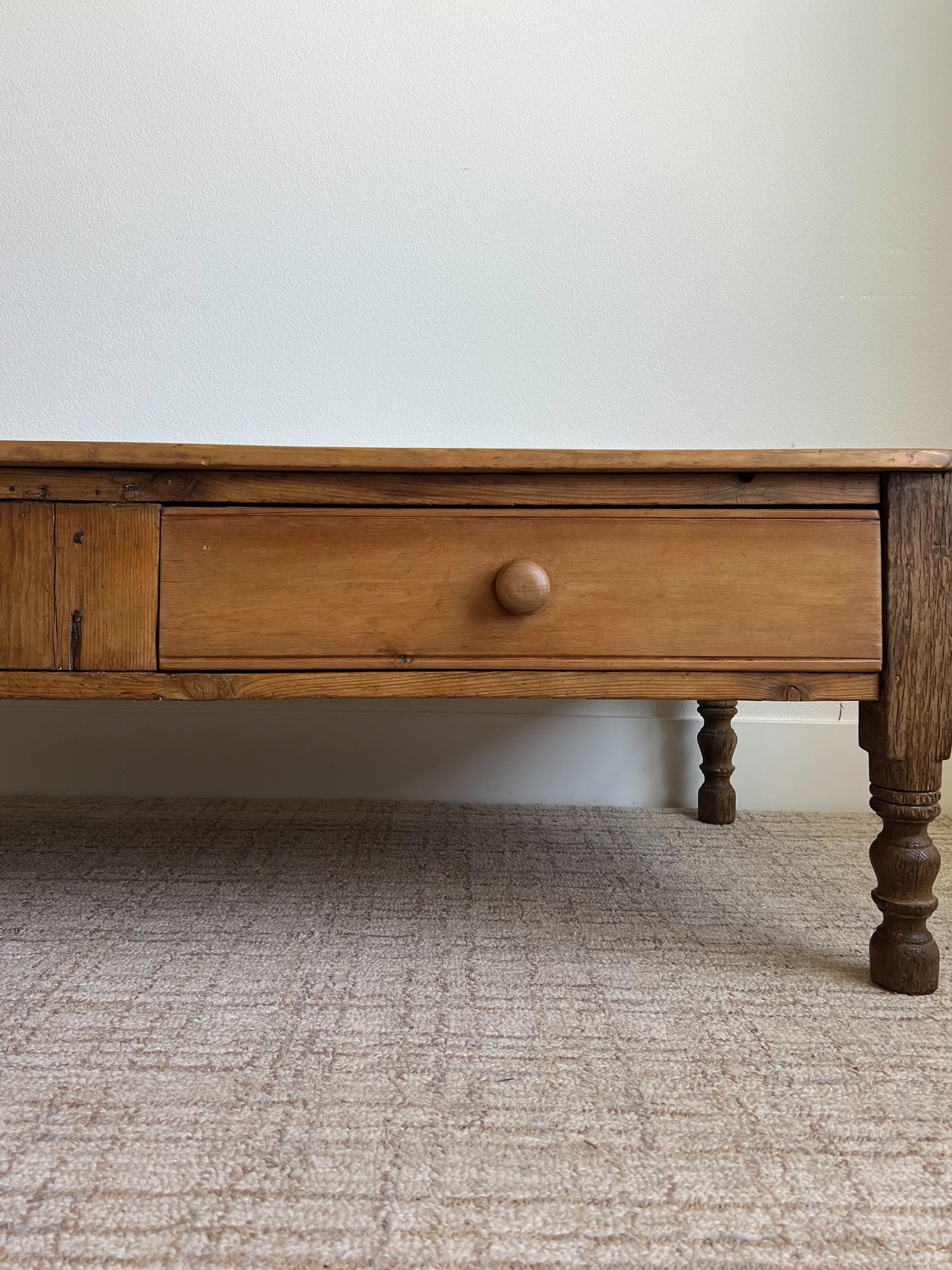 Antique English Primitive Pine Coffee Table