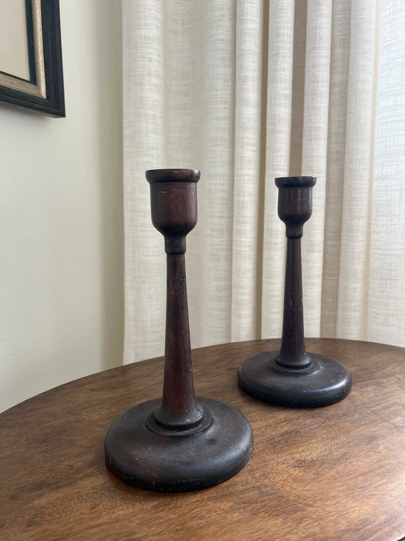 Vintage primitive candle holders (set of 2)