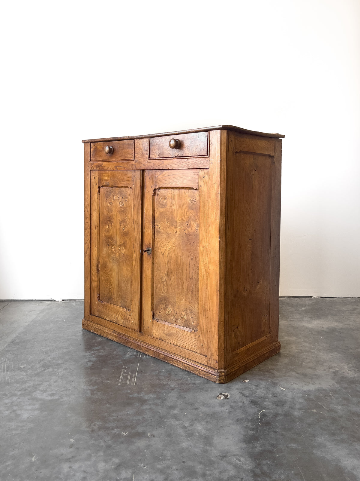 Antique Late 19th Century French Elm Cupboard