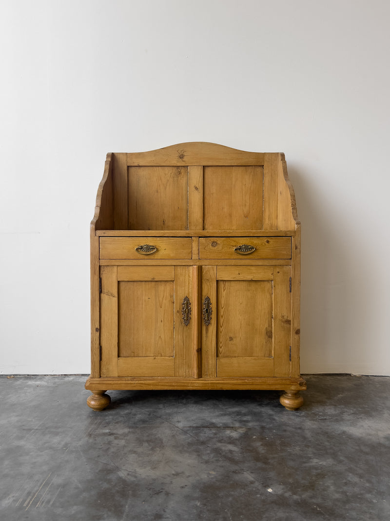 Antique Dutch Pine Cupboard with Gallery Back