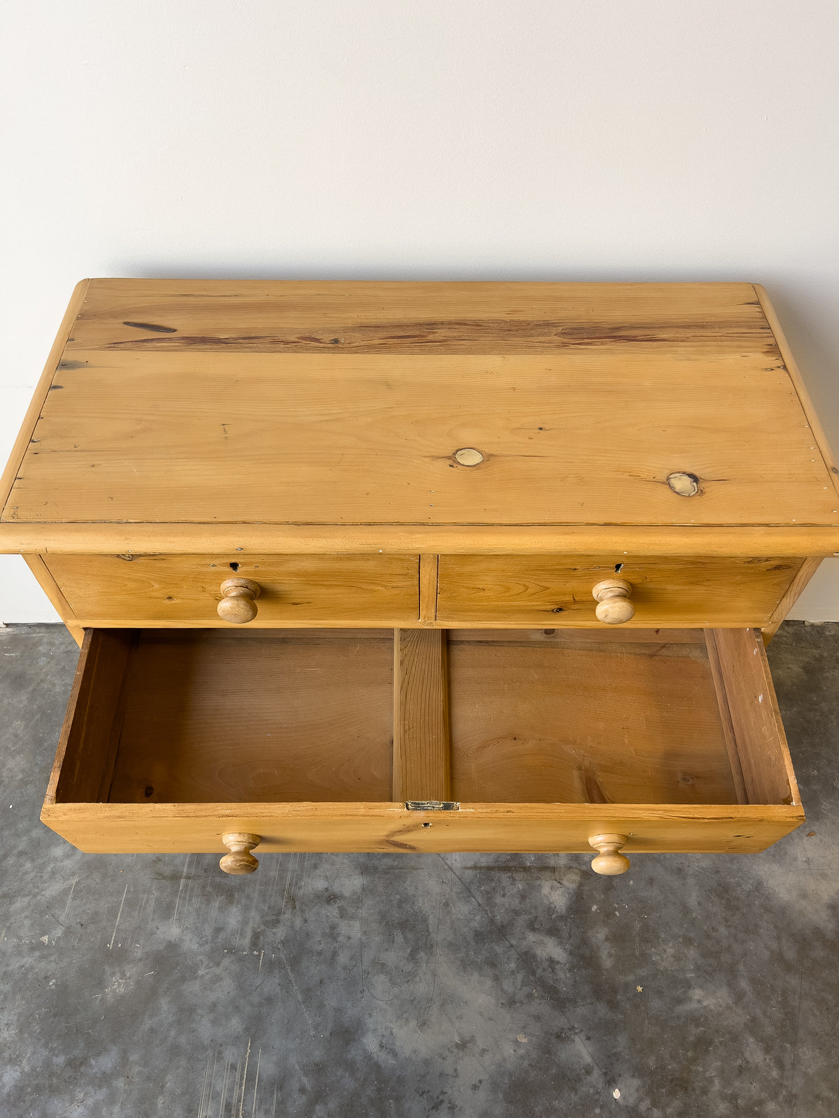Antique English Pine Chest of Drawers with Block Plinth Base