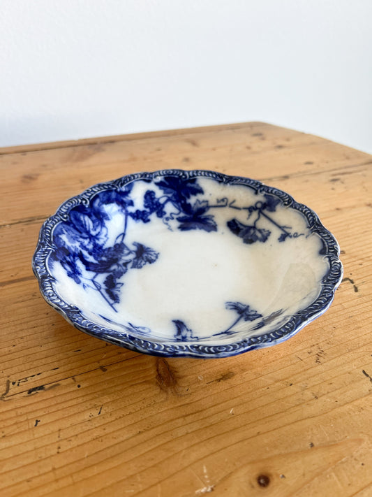 Antique Ridgways Lonsdale blue flow bowl